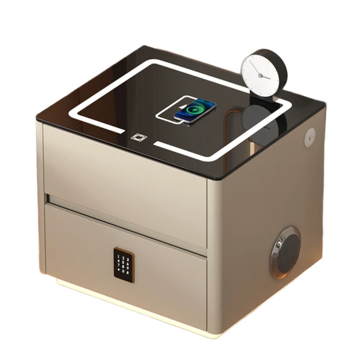 Смарт-приліжкова LED-тумба з бездротовою зарядкою кодовим замком та Bluetooth ∙ Тумбочка QYJXF02 для дому