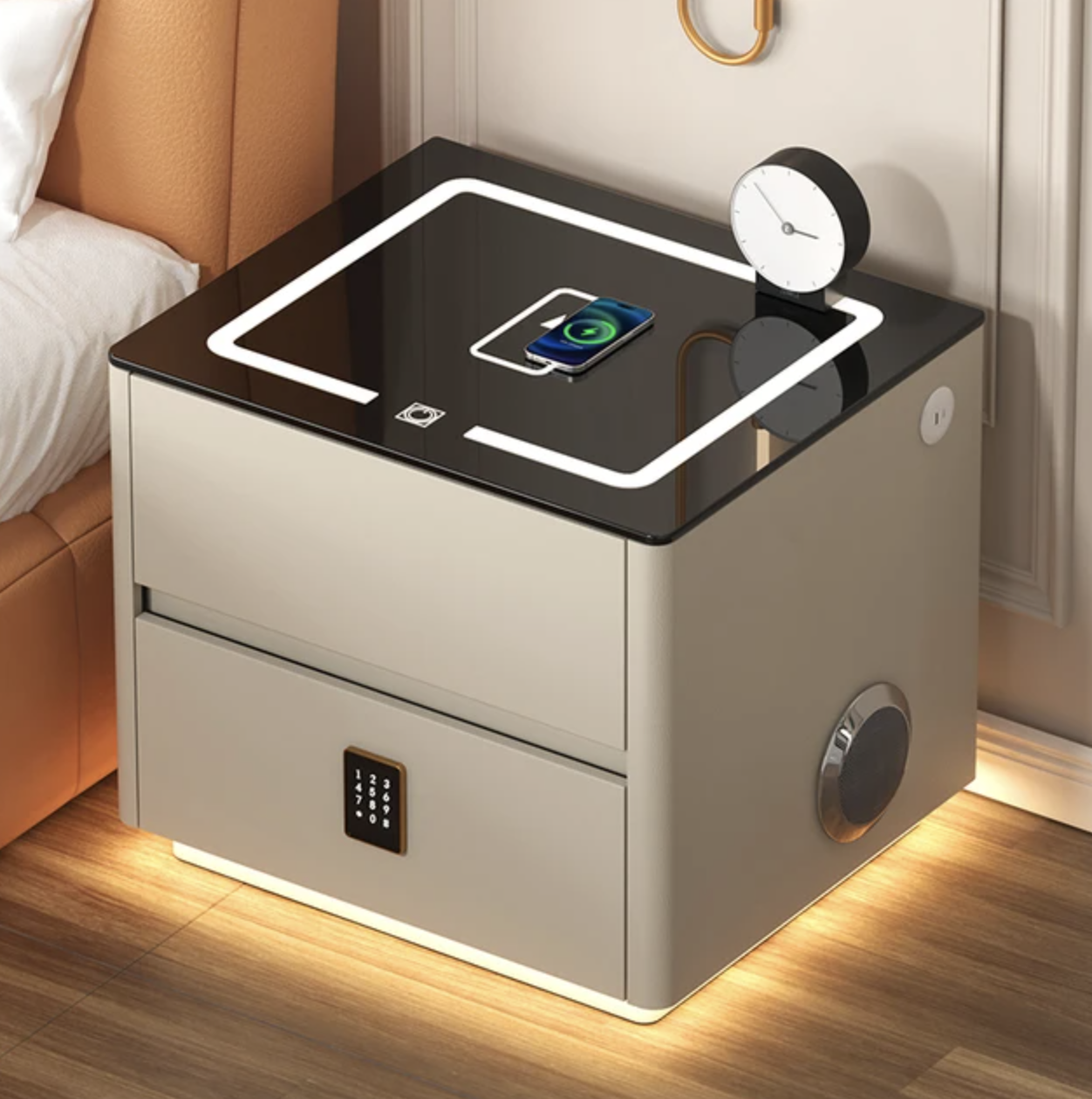 Смарт-тумба QYJXF02 з бездротовою зарядкою, замком і Bluetooth - мініатюра 2