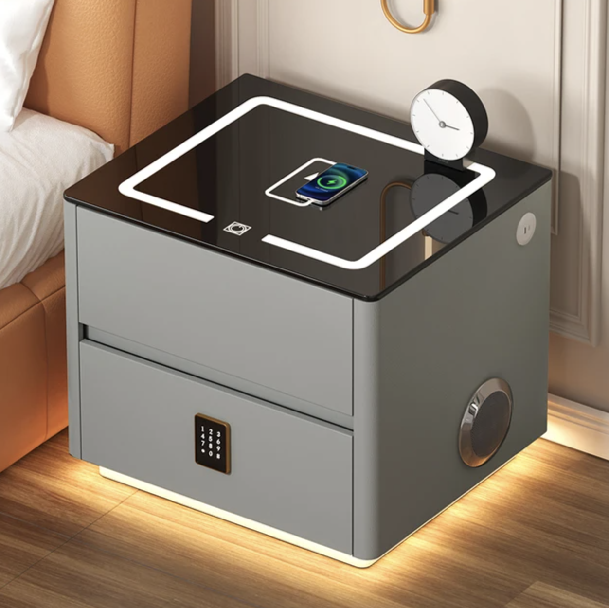 Смарт-тумба QYJXF02 з бездротовою зарядкою, замком і Bluetooth - мініатюра 4