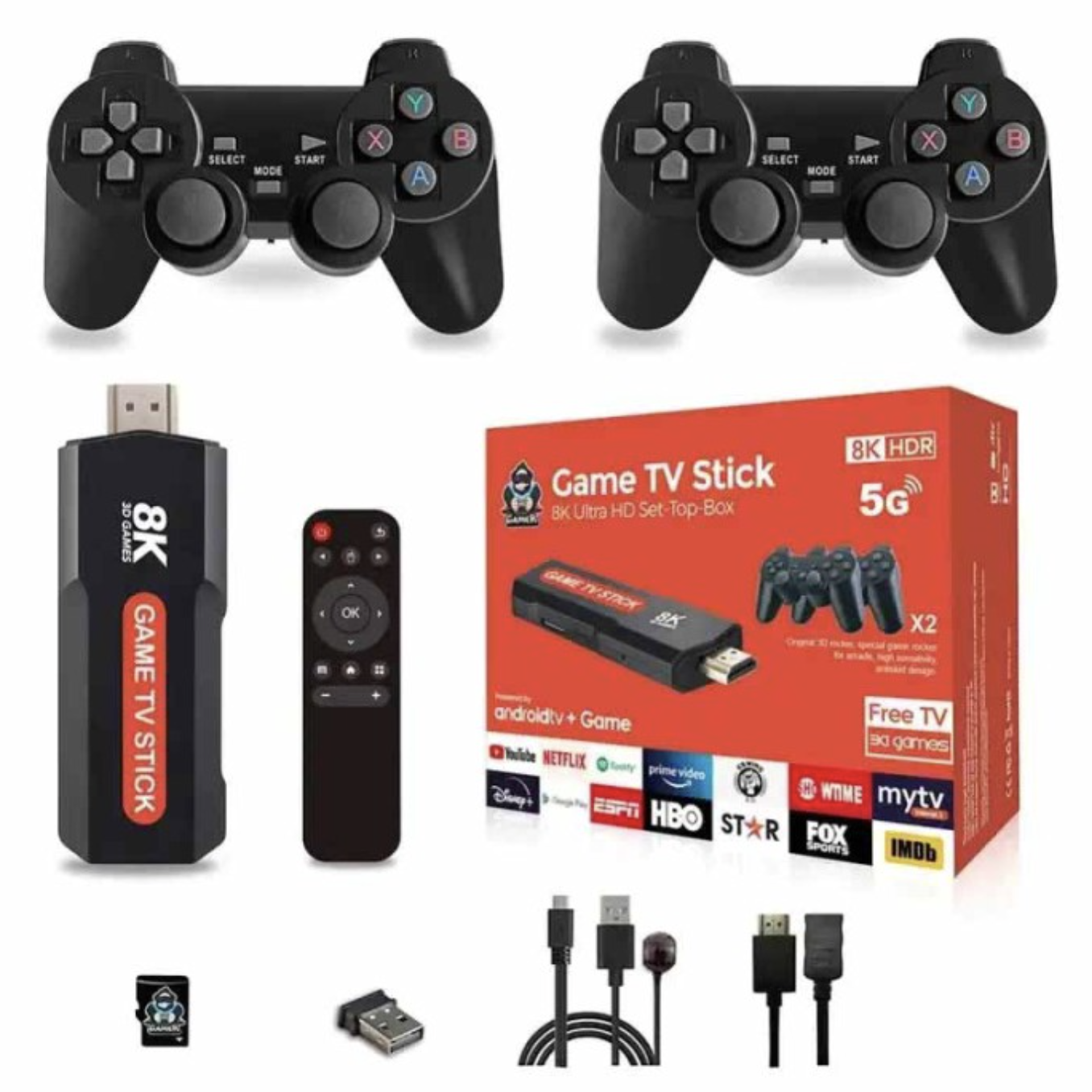 Ігрова консоль X9 64GB два бездротових джойстика ∙ TV Game Stick X9 64GB 30000 ігор і 2 бездротовими джойстиками