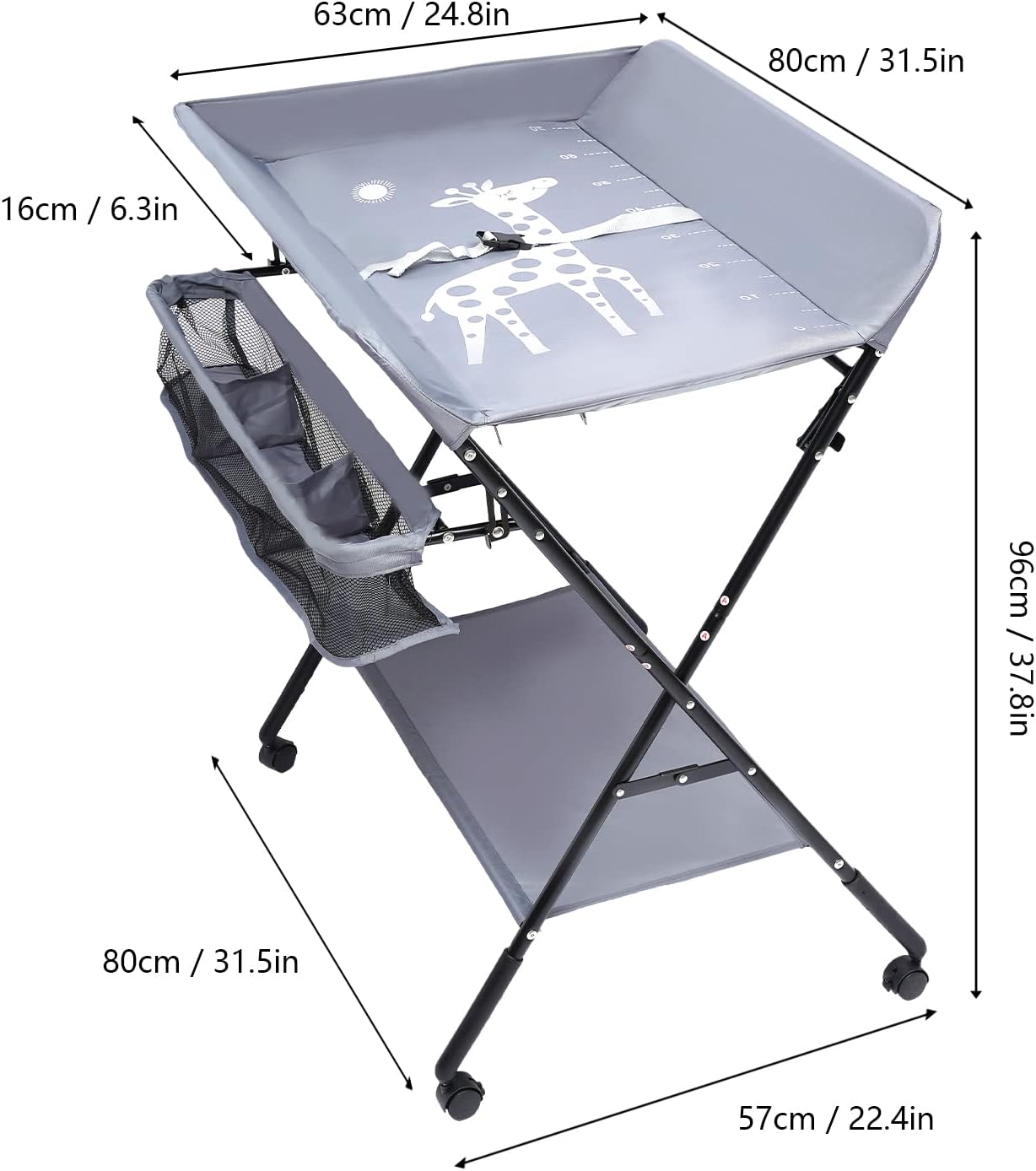 Пеленальний столик 74 x 80 x 104 см для купання, пеленання і масажу - мініатюра 8