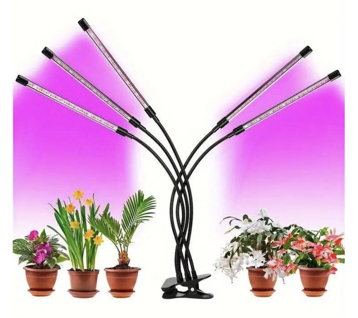Фітолампа з 5 гнучкими головками для розсади і кімнатних рослин - мініатюра 3