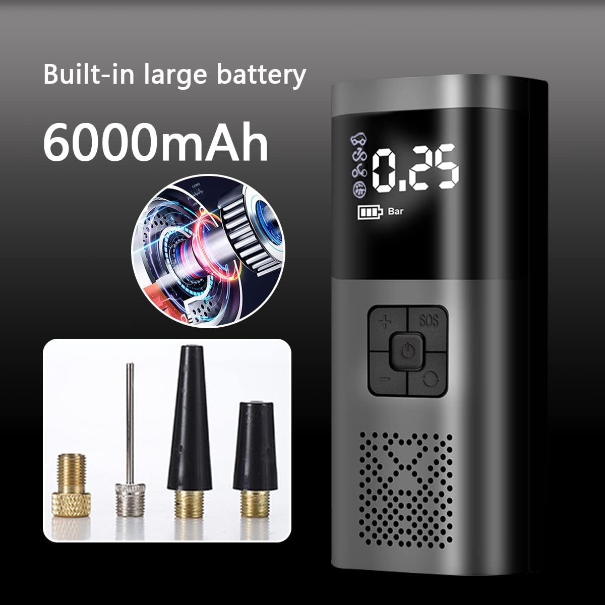 Портативний компресор Wireless Pump 12В ST5509D - мініатюра 2