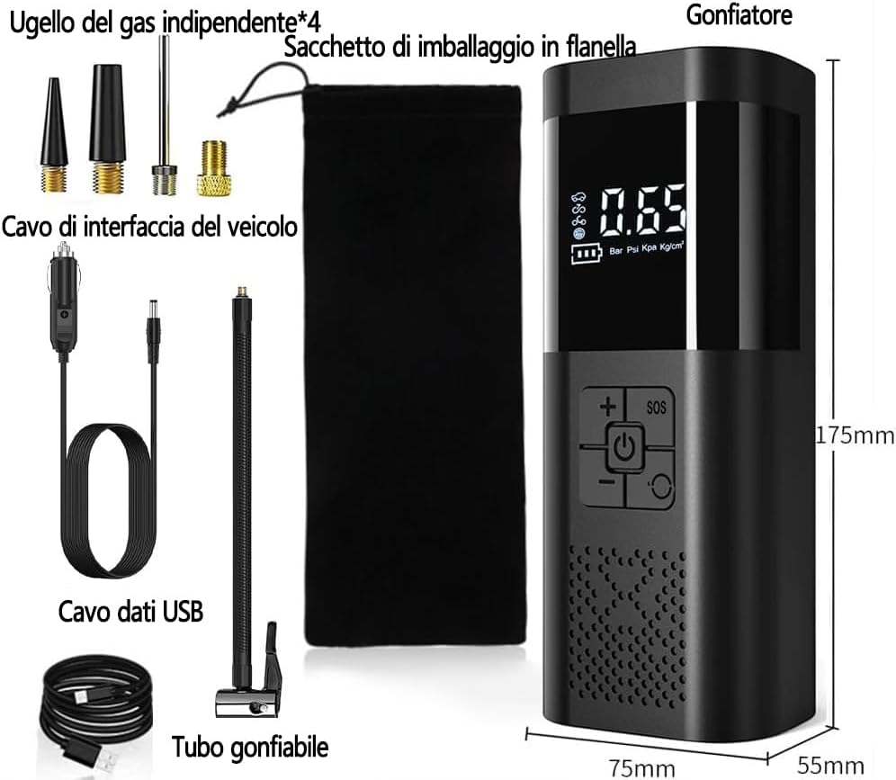 Портативний компресор Wireless Pump 12В ST5509D - мініатюра 3