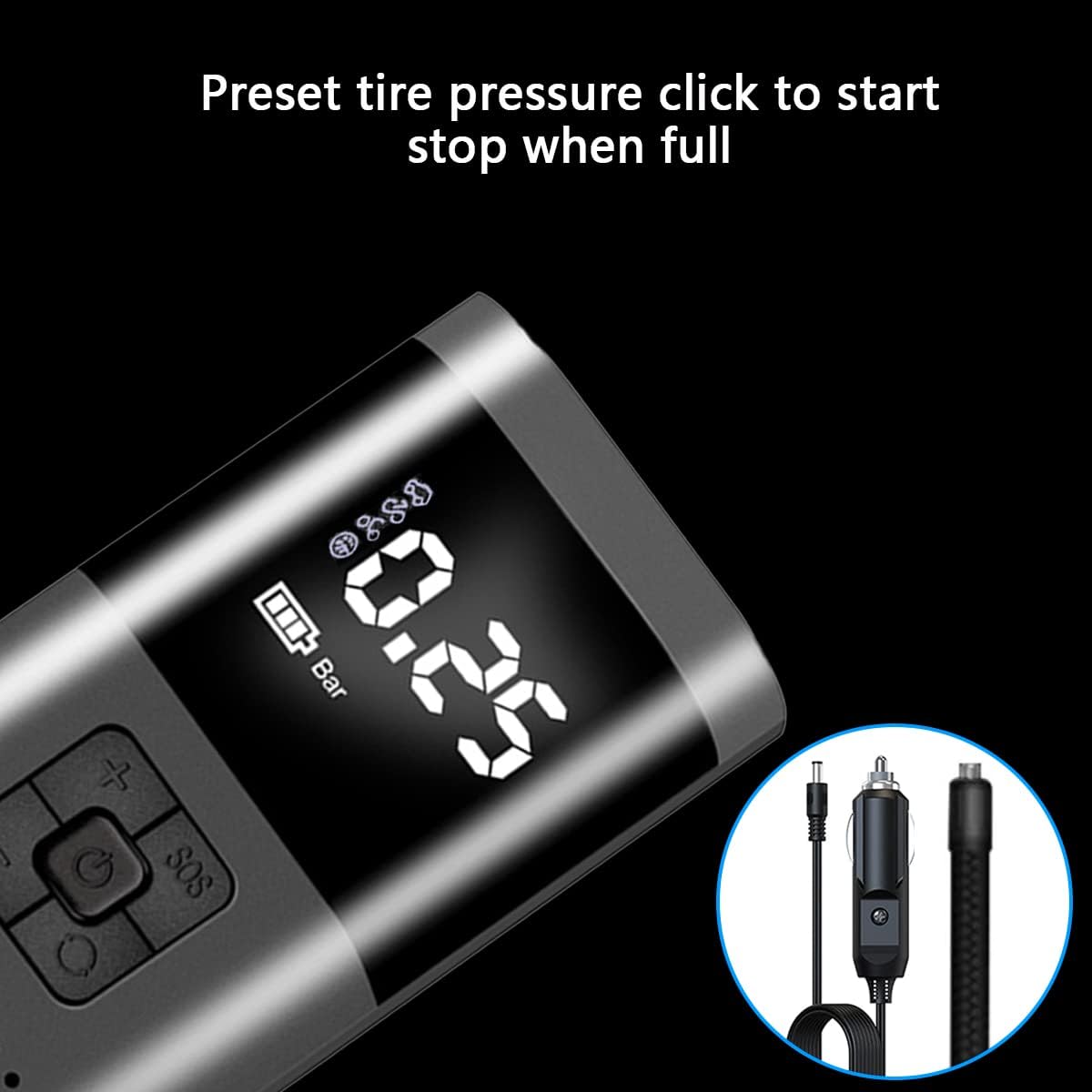 Портативний компресор Wireless Pump 12В ST5509D - мініатюра 5