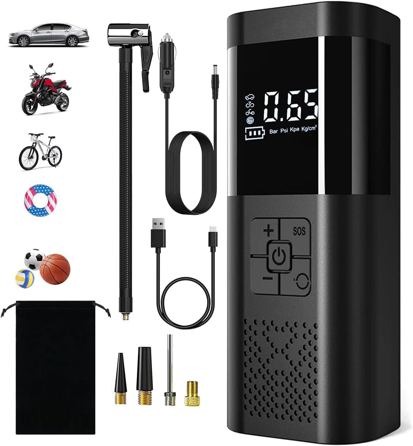 Портативний компресор Wireless Pump 12В ST5509D - мініатюра 7