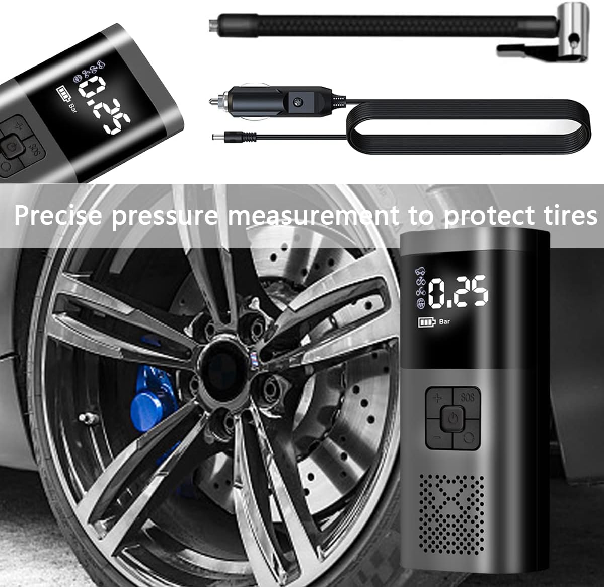 Портативний компресор Wireless Pump 12В ST5509D - мініатюра 8