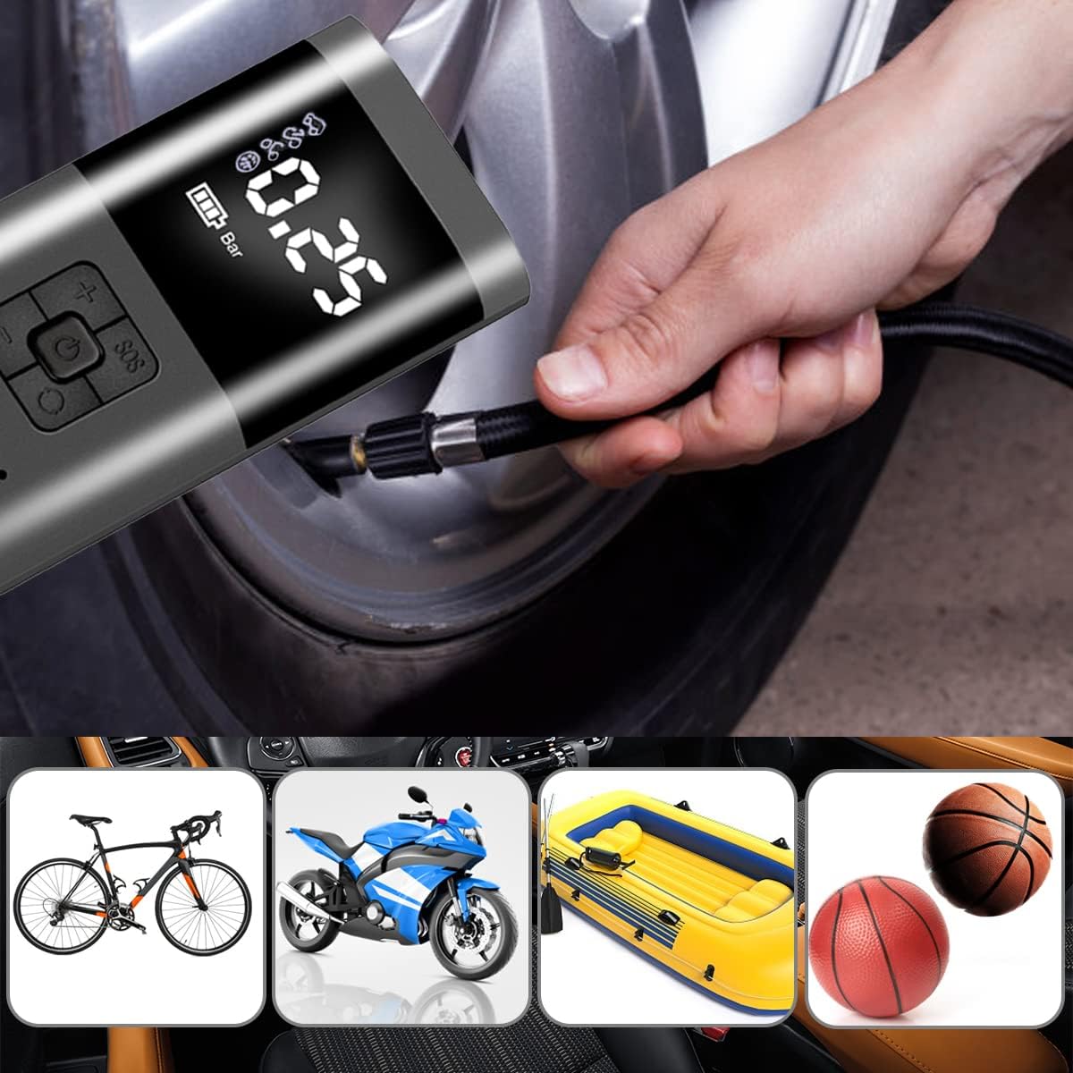 Портативний компресор Wireless Pump 12В ST5509D - мініатюра 10