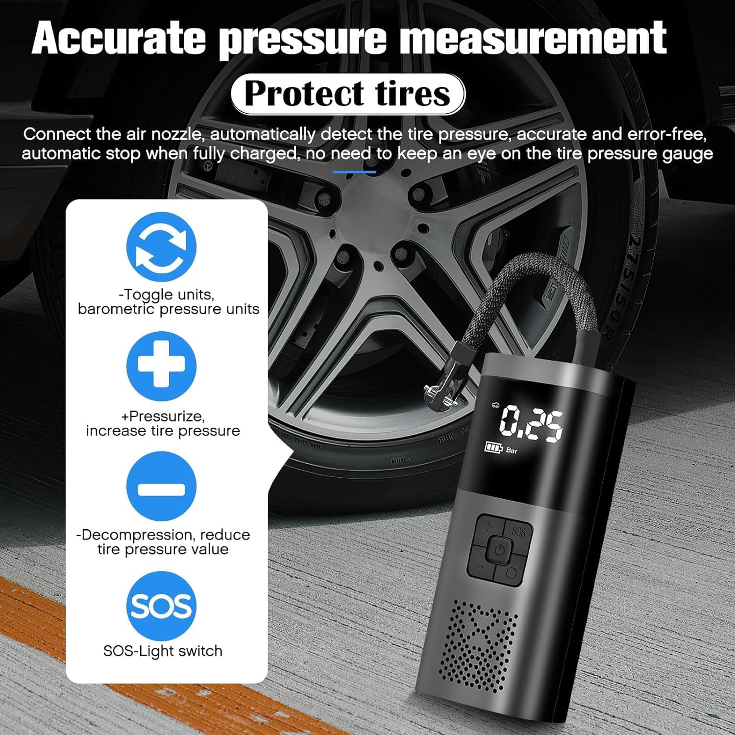 Портативний компресор Wireless Pump 12В ST5509D - мініатюра 11