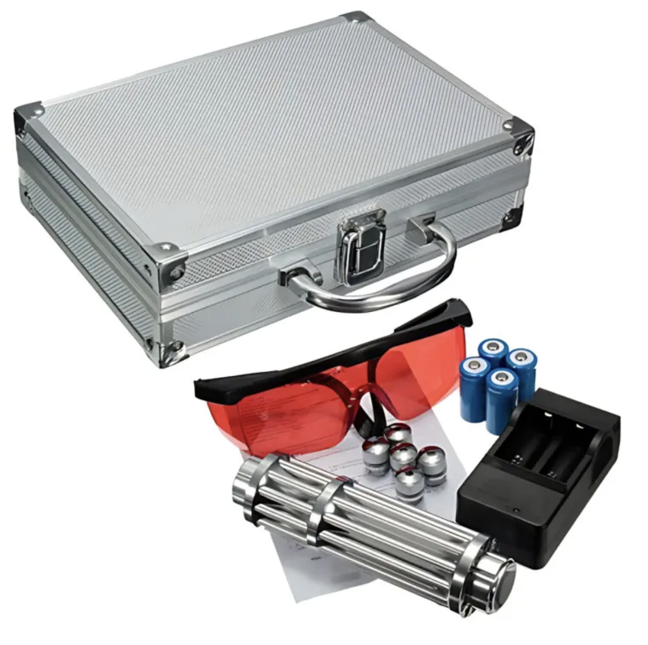 Синя лазерна указка Laser B017 445 nm з 5 насадками - мініатюра 7