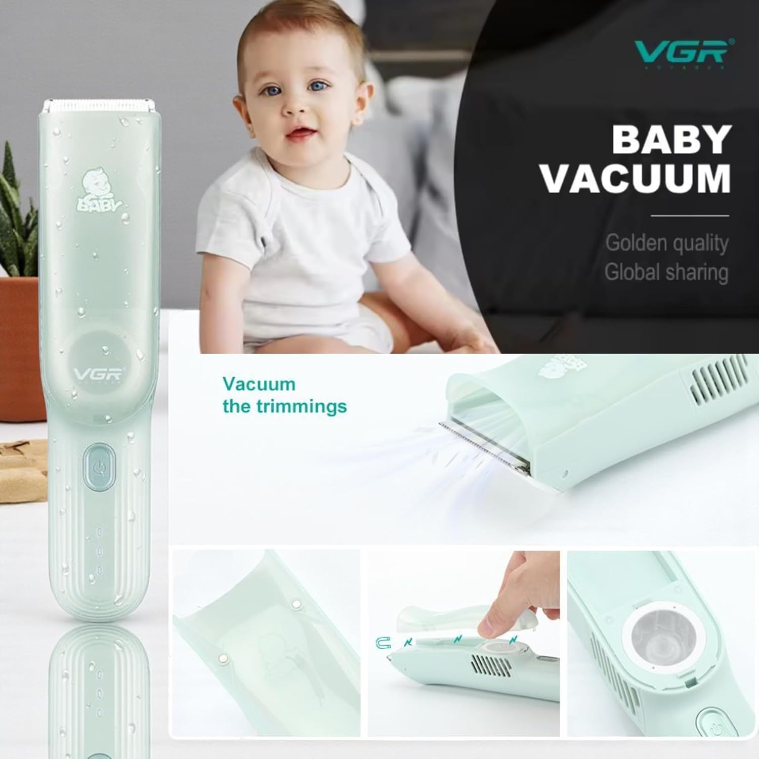 Дитяча машинка VGR V-155 з вакуумом для тихої і чистої стрижки - мініатюра 5