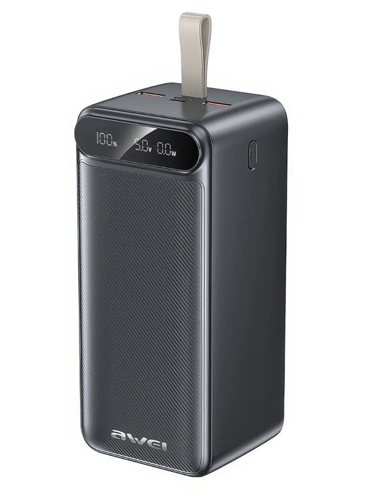 Зовнішній акумулятор Power Bank на 100 000 мАг з дисплеєм і ліхтариком AWEI P101K 22.5W ∙ Power Bank P101K з дисплеєм і LED-лампою