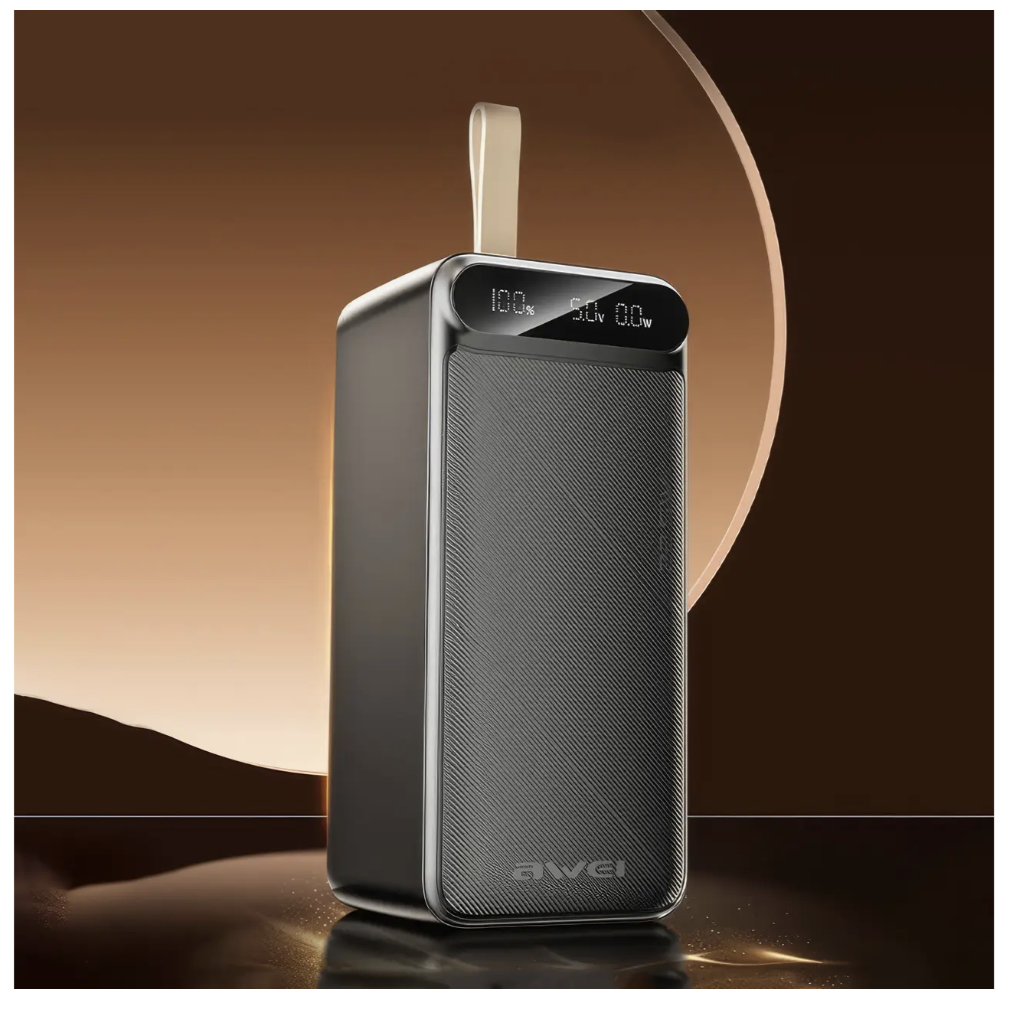 Зовнішній акумулятор Power Bank на 100 000 мАг з дисплеєм і ліхтариком AWEI P101K 22.5W - мініатюра 2