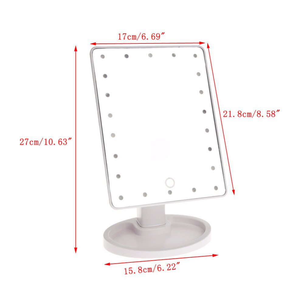 Квадратне настільне дзеркало з підсвіткою LED Smart Touch Mirror для макіяжу - мініатюра 4