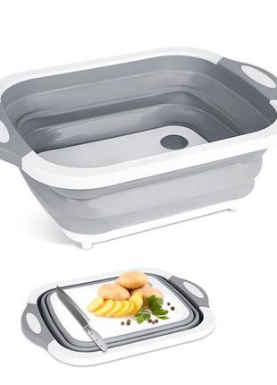 Господарська миска - дошка обробна 2 в 1 Складний кошик - трансформер для кухні - мініатюра 2