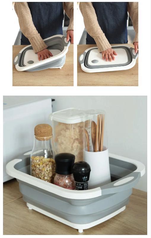 Господарська миска - дошка обробна 2 в 1 Складний кошик - трансформер для кухні - мініатюра 4
