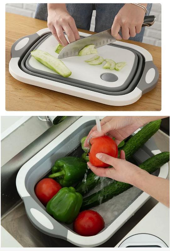 Господарська миска - дошка обробна 2 в 1 Складний кошик - трансформер для кухні - мініатюра 5