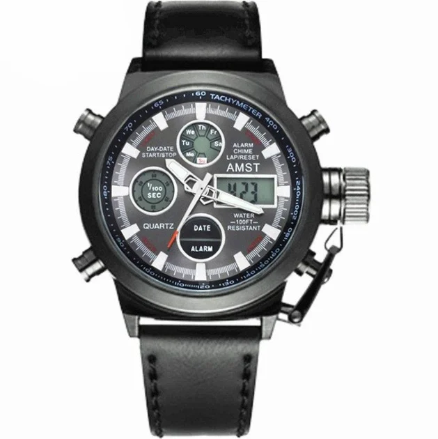 Чоловічий годинник AMST Watch чорний для щоденного стилю - мініатюра 2
