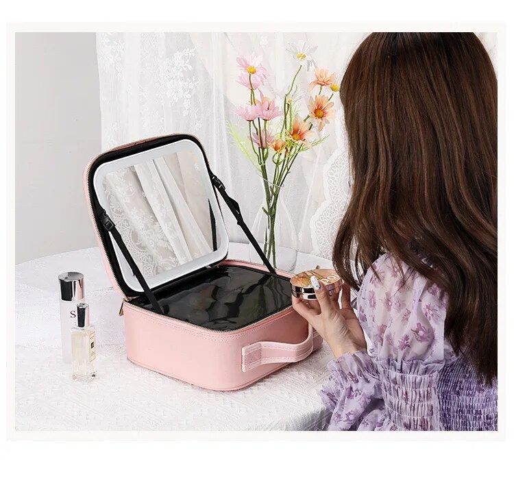 Дорожня косметичка – органайзер із дзеркалом та LED підсвіткою - мініатюра 4