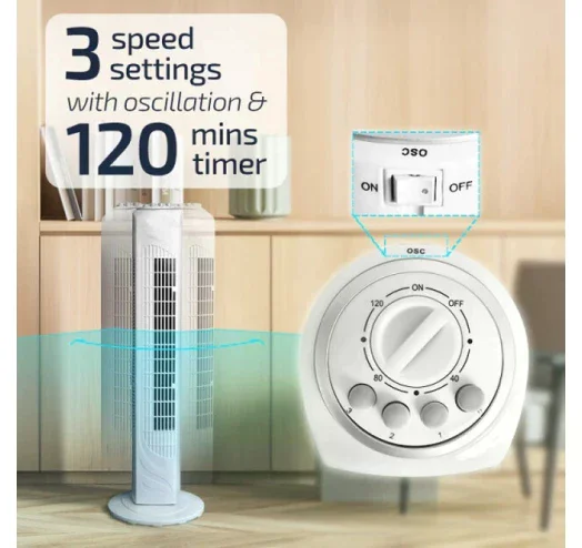 Підлоговий колонний вентилятор DOMOTEC MS-1627 White Tower Fan з таймером і поворотом - мініатюра 6