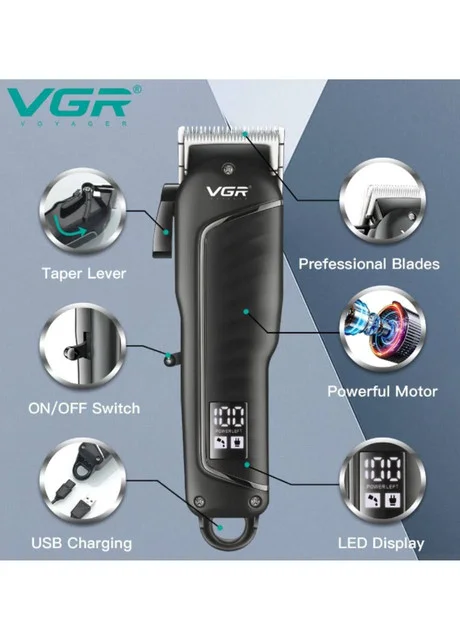 Професійна машинка для стрижки VGR V-683 для волосся та бороди - мініатюра 4