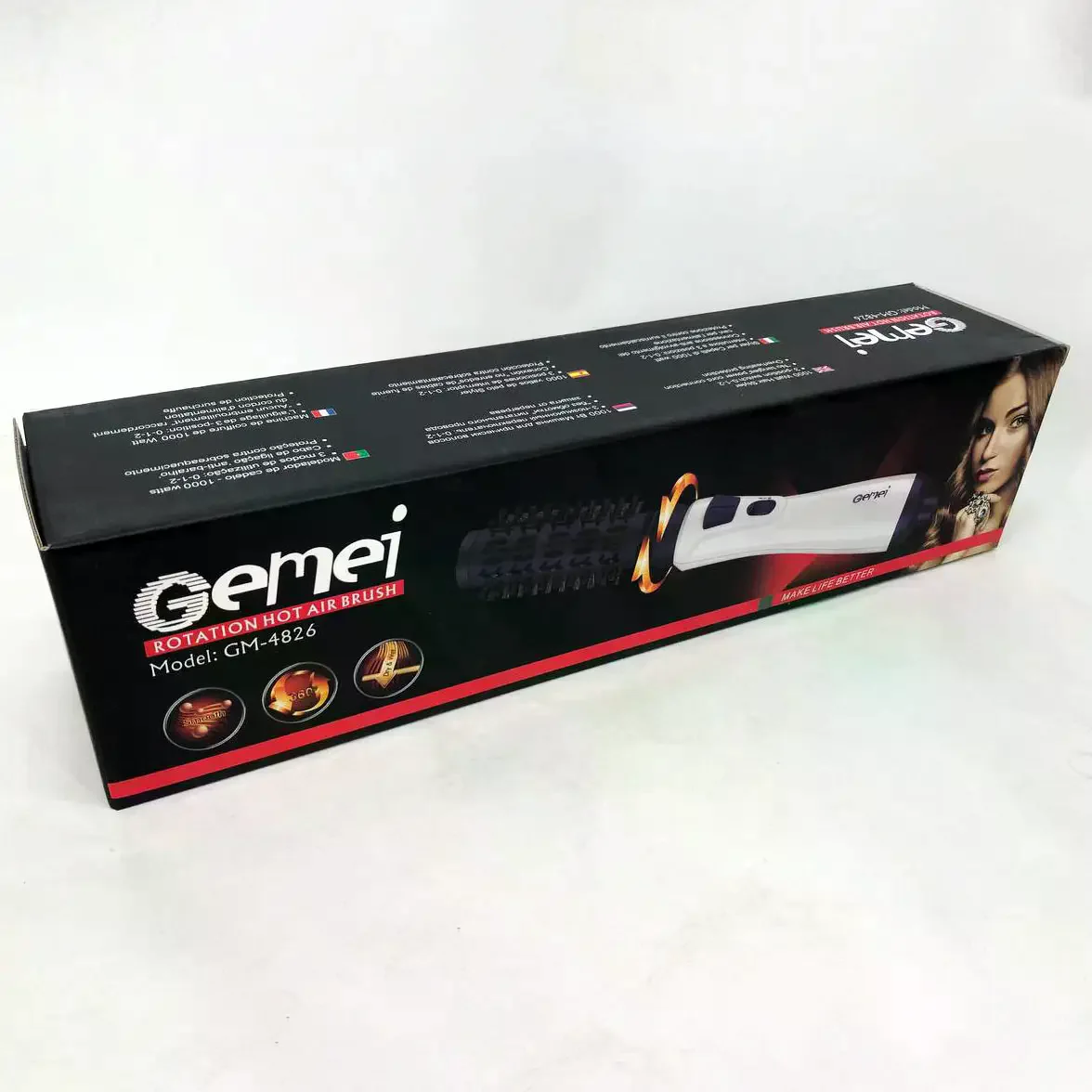 Фен-щітка GEMEI GM-4826 1000W для сушіння й укладання волосся - мініатюра 2
