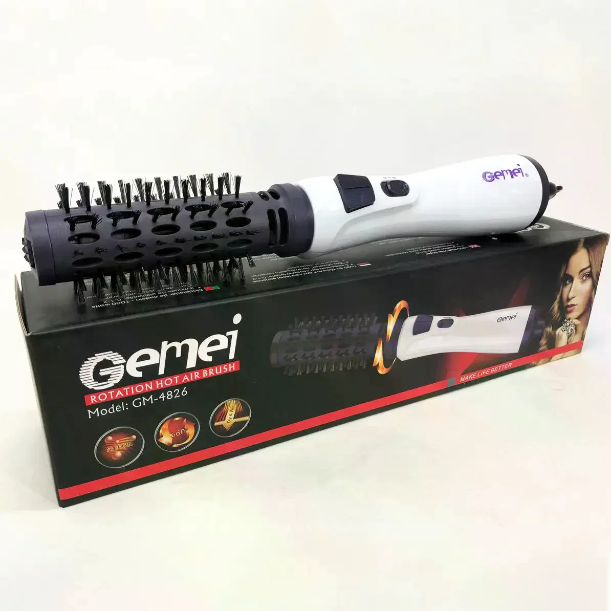Фен-щітка GEMEI GM-4826 1000W для сушіння й укладання волосся - мініатюра 3