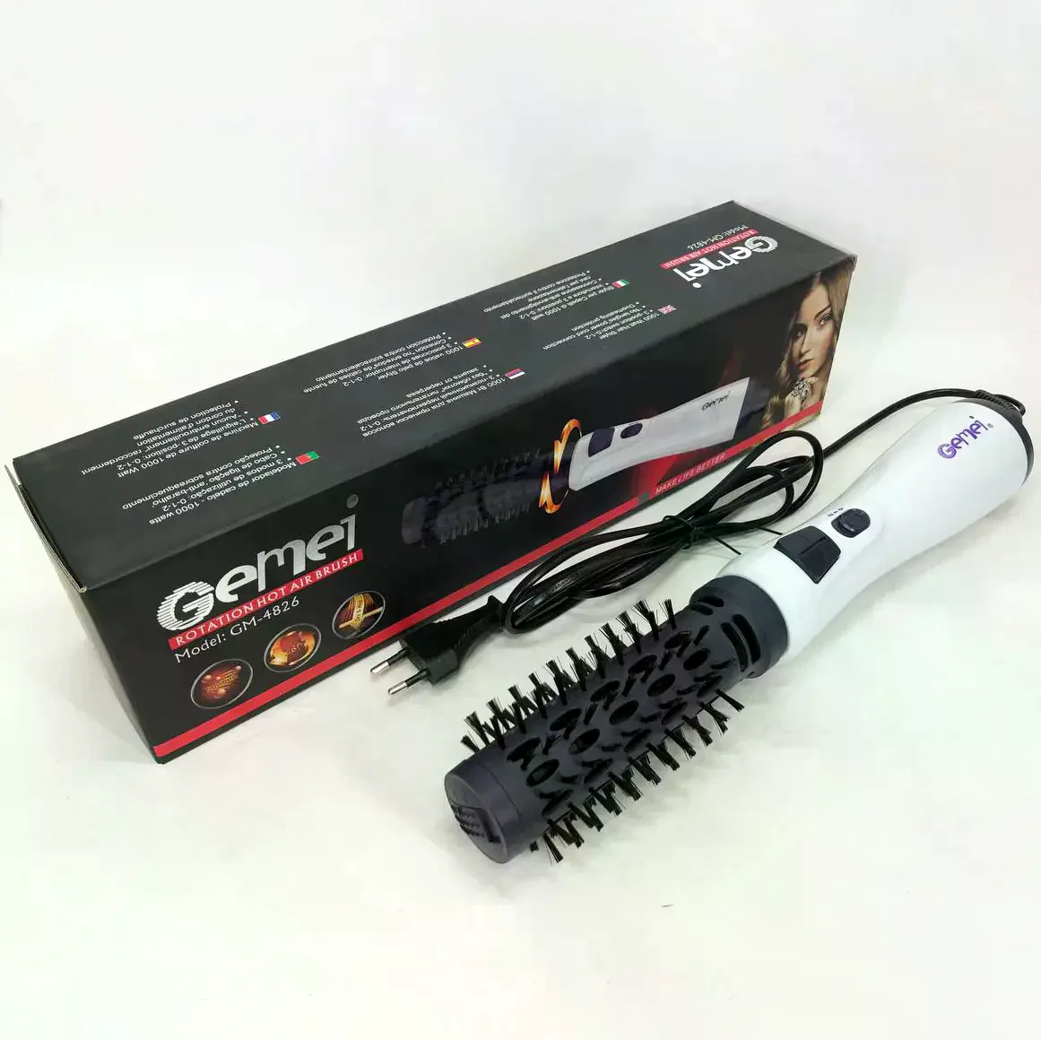 Фен-щітка GEMEI GM-4826 1000W для сушіння й укладання волосся - мініатюра 4