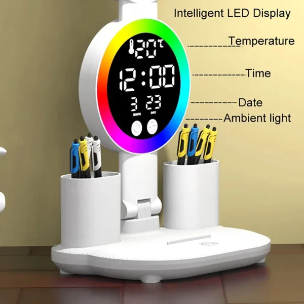 Настільна LED-лампа KRX-104 з RGB-підсвіткою, вентилятором і годинником - мініатюра 2