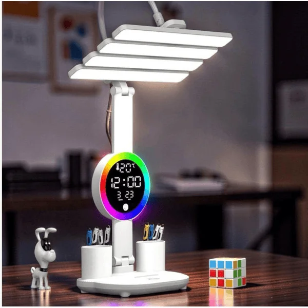 Настільна LED-лампа KRX-104 з RGB-підсвіткою, вентилятором і годинником - мініатюра 6