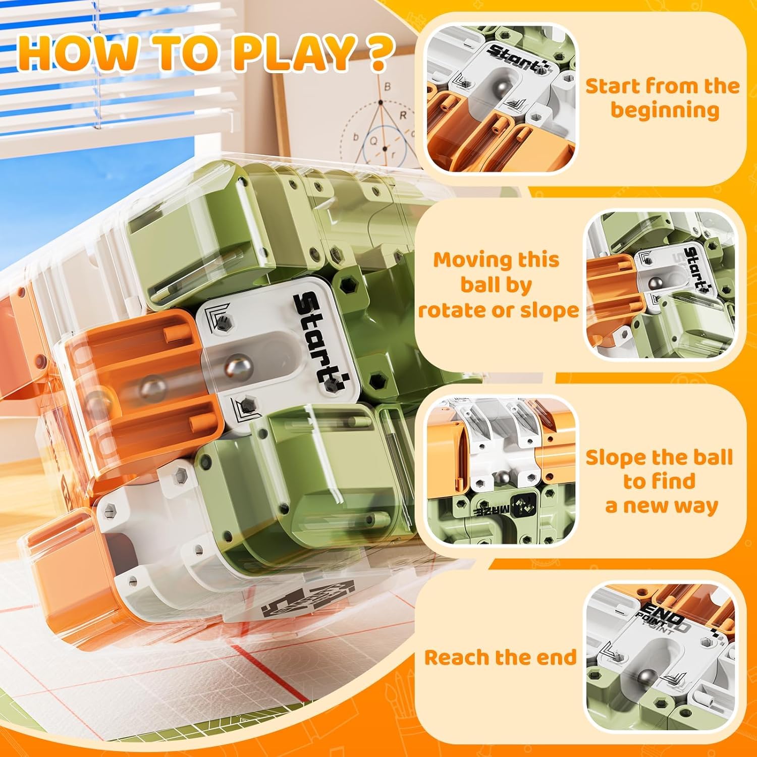 Розвиваюча 3D головоломка лабіринт Кубик Рубіка для дітей ∙ Головоломка лабіринт-кубик Рубіка - мініатюра 3