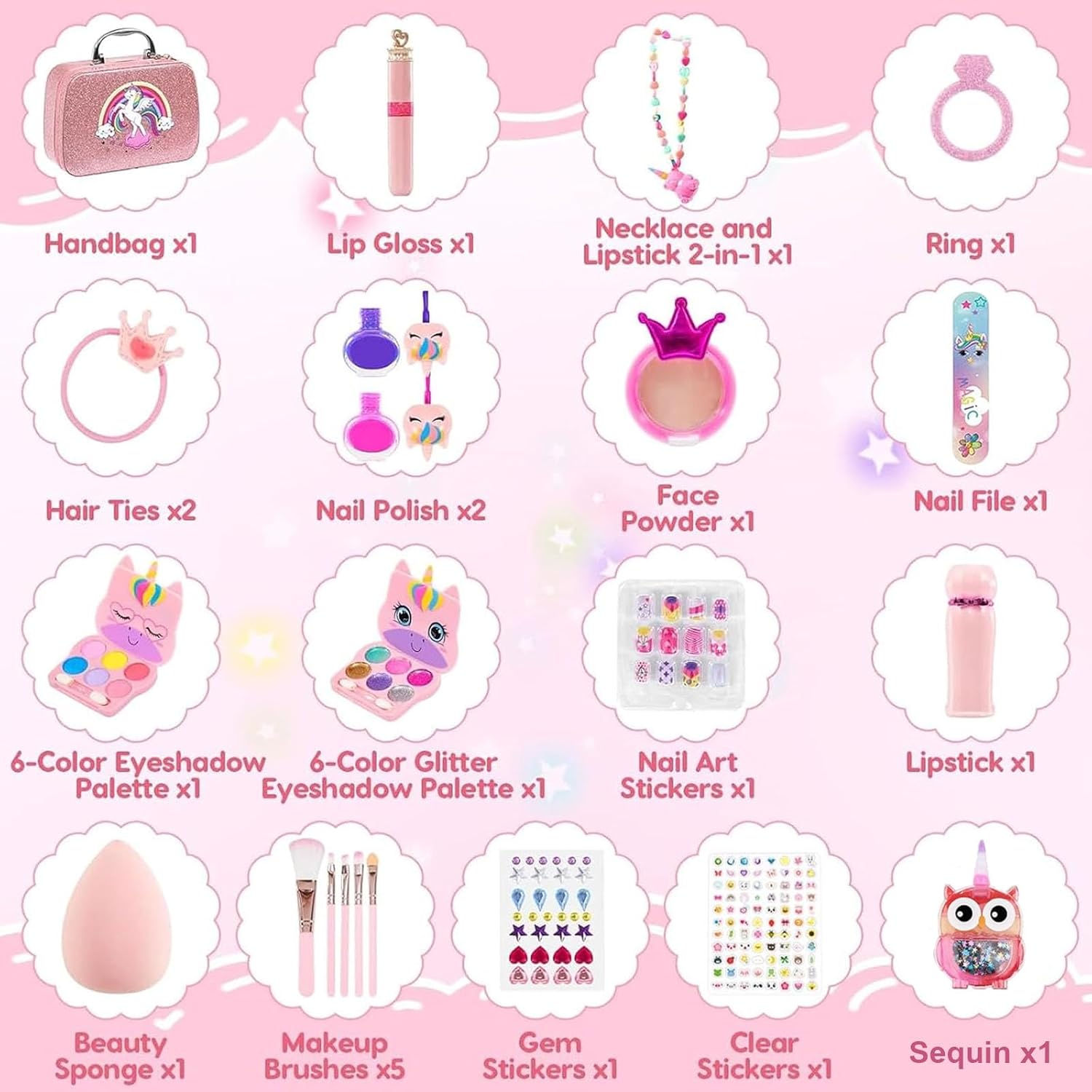 Набір дитячої декоративної косметики HEANING FlyBeauty 28в1 Washable Cosmetic ∙ Багатофункціональний набір косметики FlyBeauty 28в1 для дітей - мініатюра 6