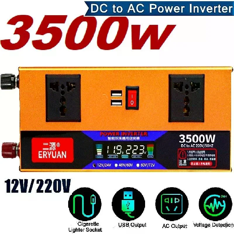 Автомобільний інвертор LCD SMART 3500W 12V/24V у 220V - мініатюра 6