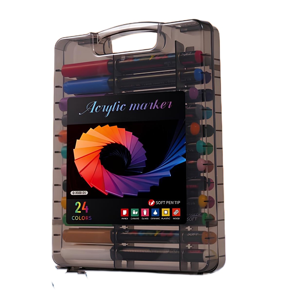 Набір акрилово-акварельних маркерів Acrylic MAP-12 ∙ Набір маркерів MAP-12 в чорному боксі