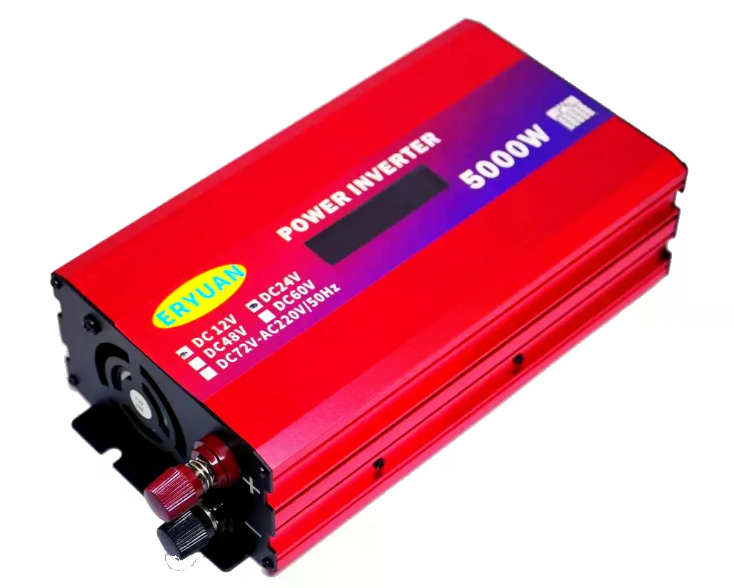 Перетворювач напруги 5000W 12V/24V у 220V з LCD-дисплеєм і підтримкою сонячної панелі • Інвертор для дому, авто, дачі та резервного живлення