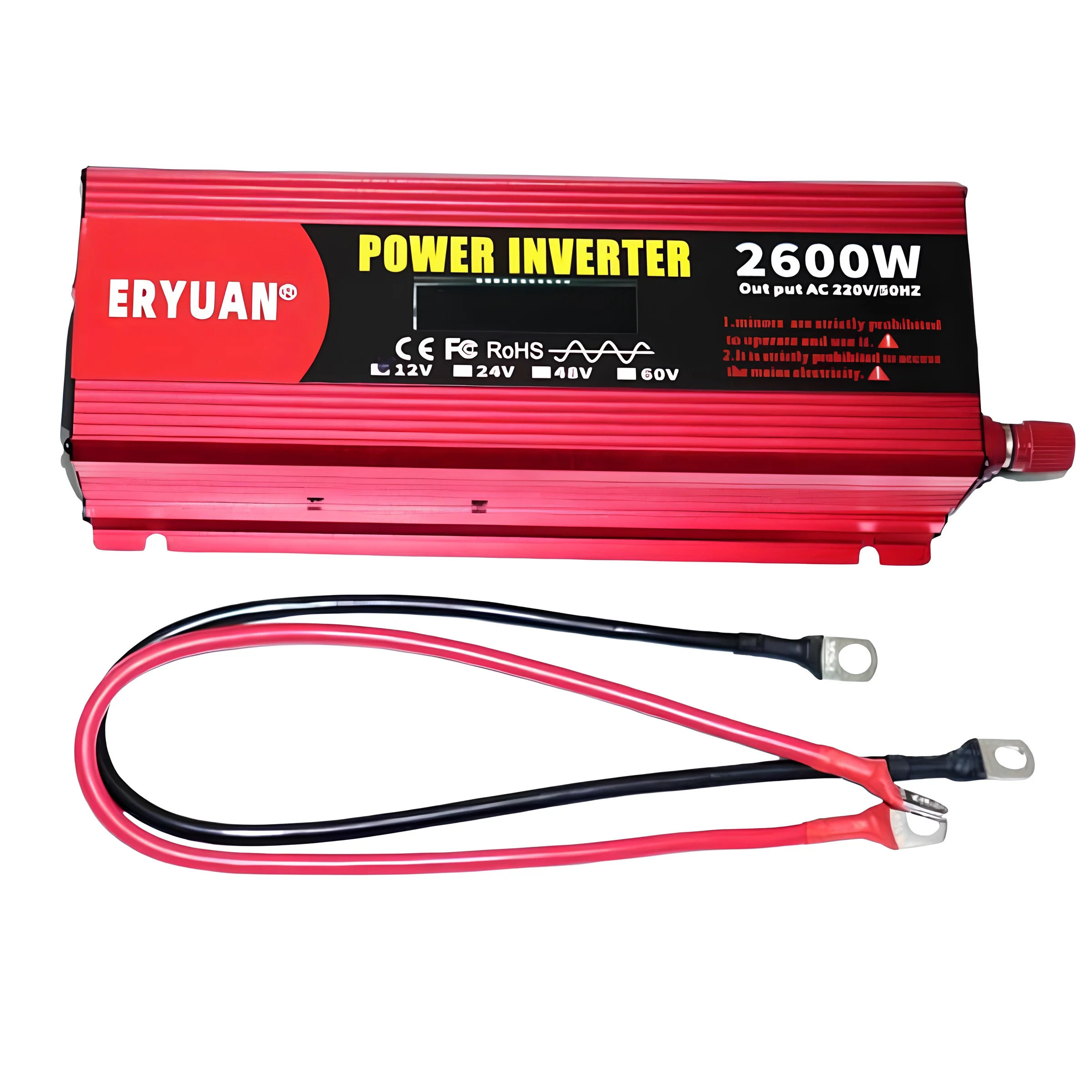 Перетворювач напруги 2600W 12V у 220V з чистою синусоїдою та LCD-дисплеєм - мініатюра 5
