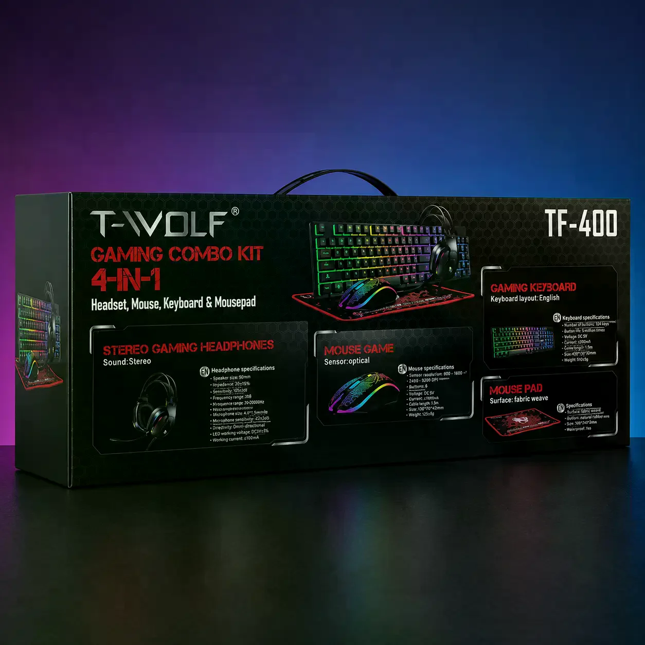 Ігровий комплект Gaming Combo 4-in-1 T-Wolf TF-400 чорний - мініатюра 4