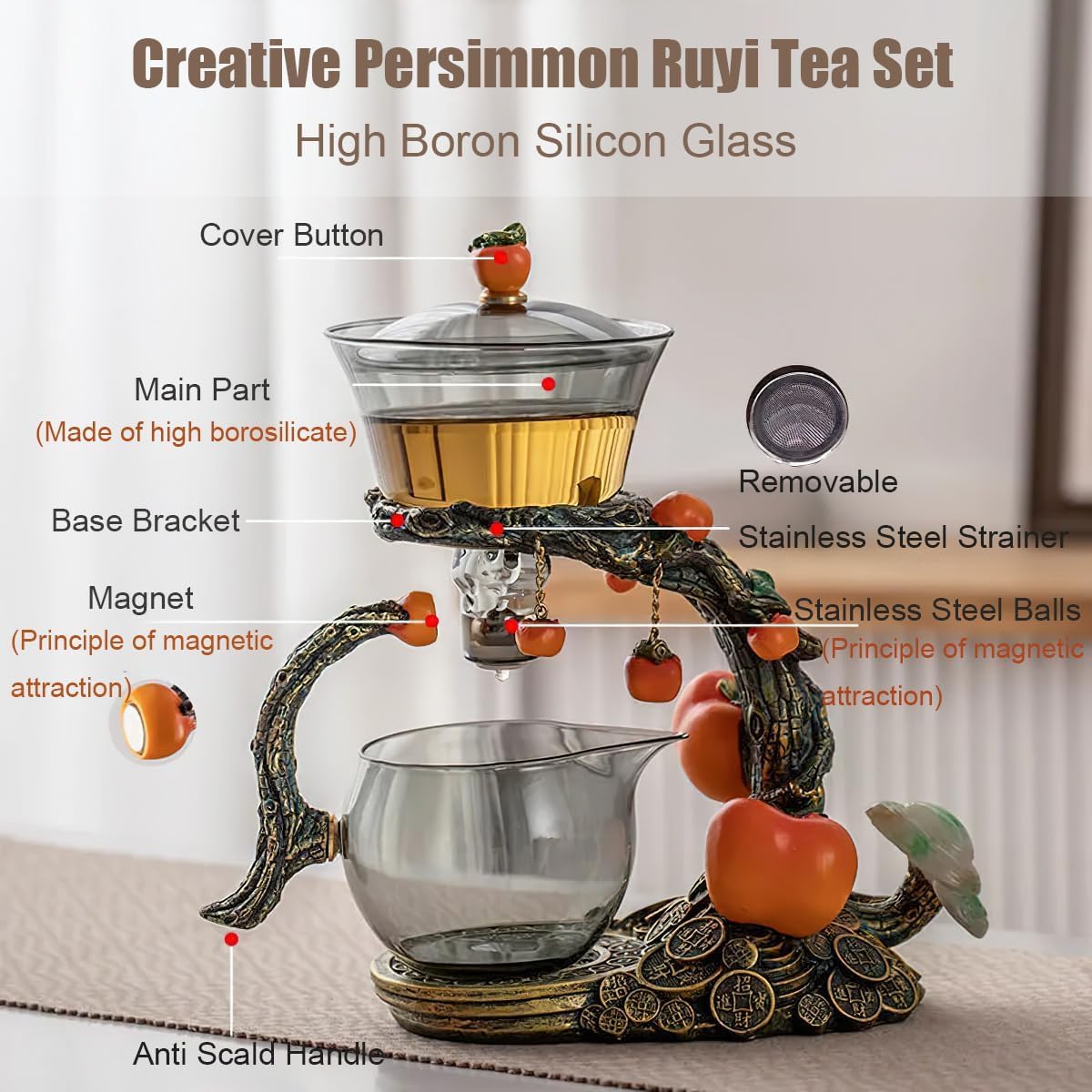 Чайний сервіз H1214 Хурма з магнітним проливом для дому і подарунка - мініатюра 3