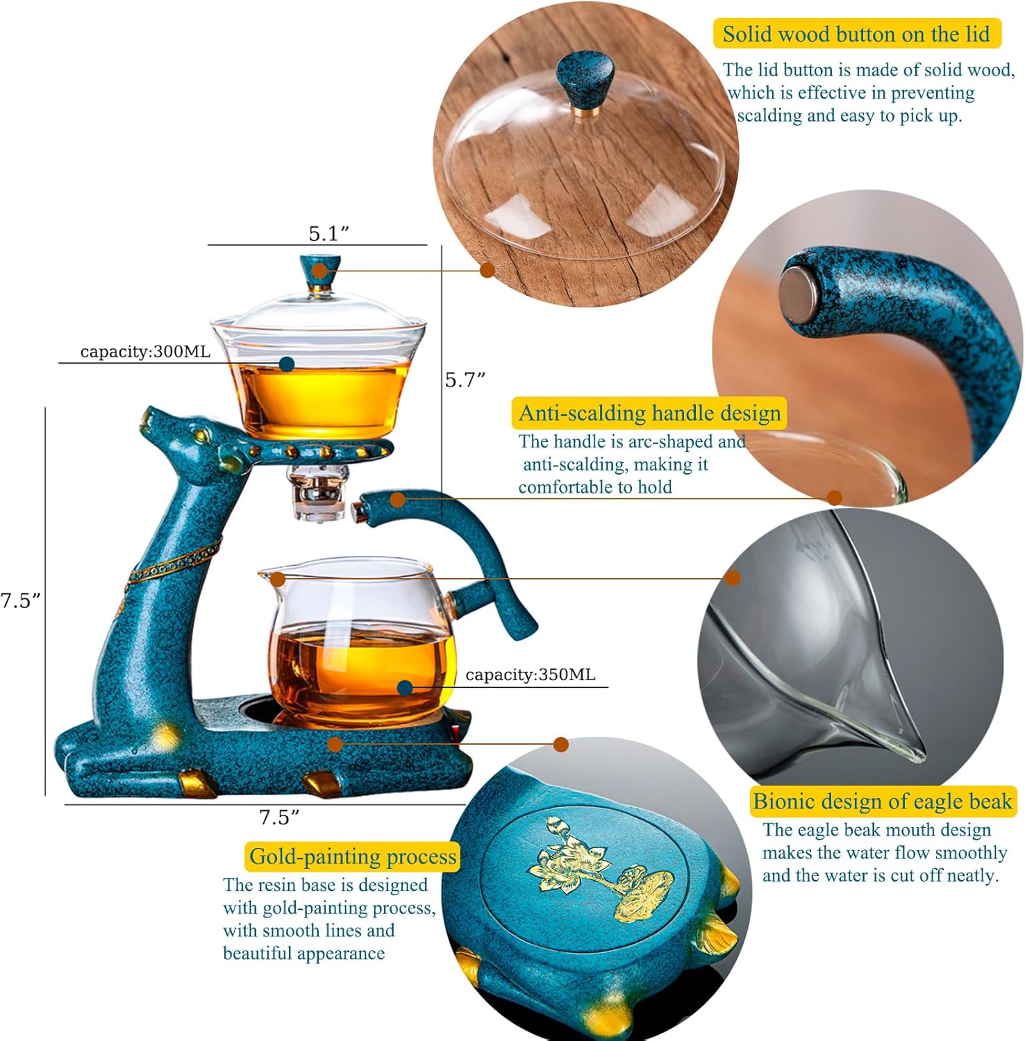 Чайник-заварник H1213 з магнітним дозатором і чашкою - мініатюра 5