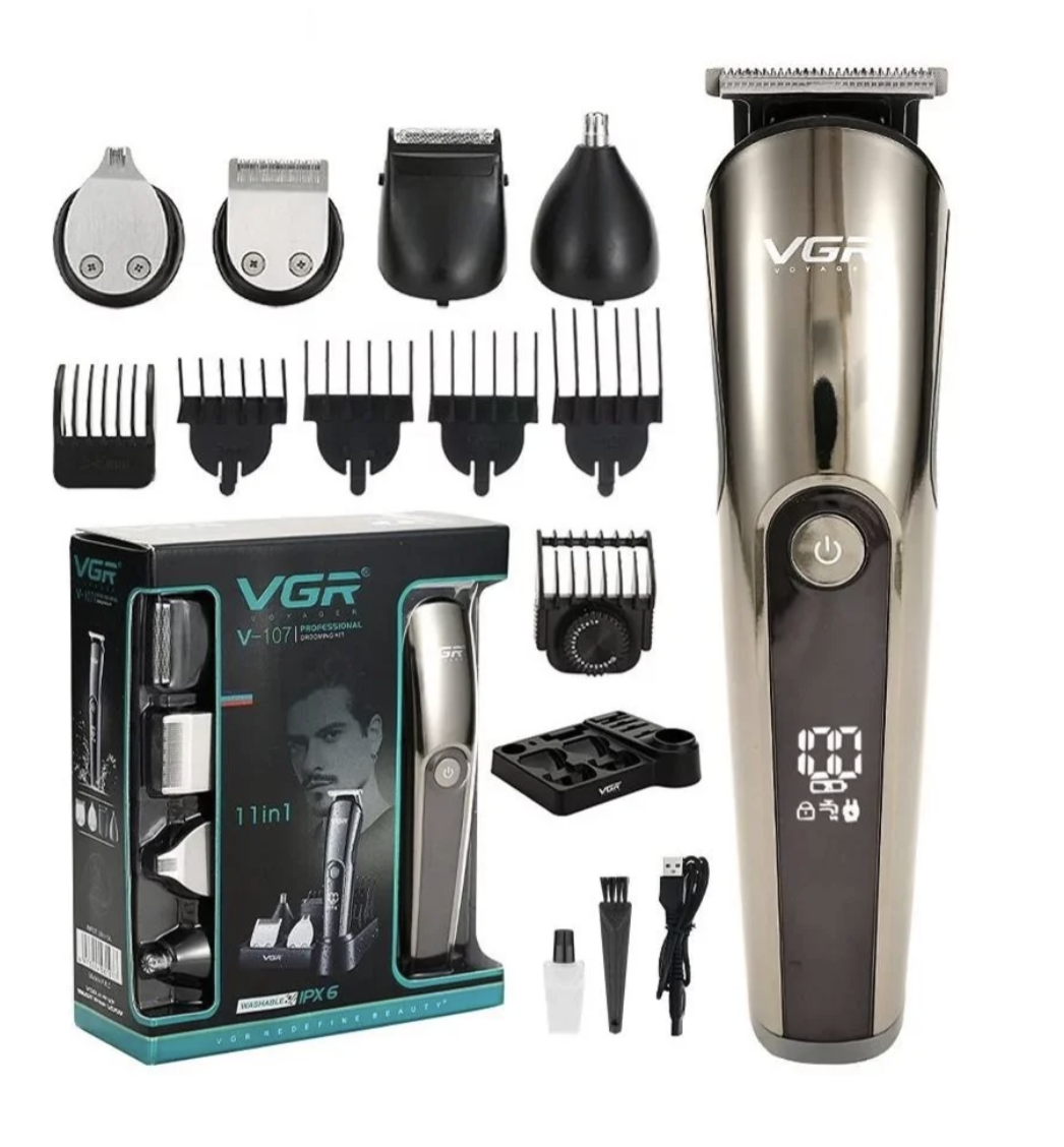 Тример для бороди та вусів VGR V-107 ∙ Акумуляторна машинка тример для бороди та стрижки волосся VGR V107