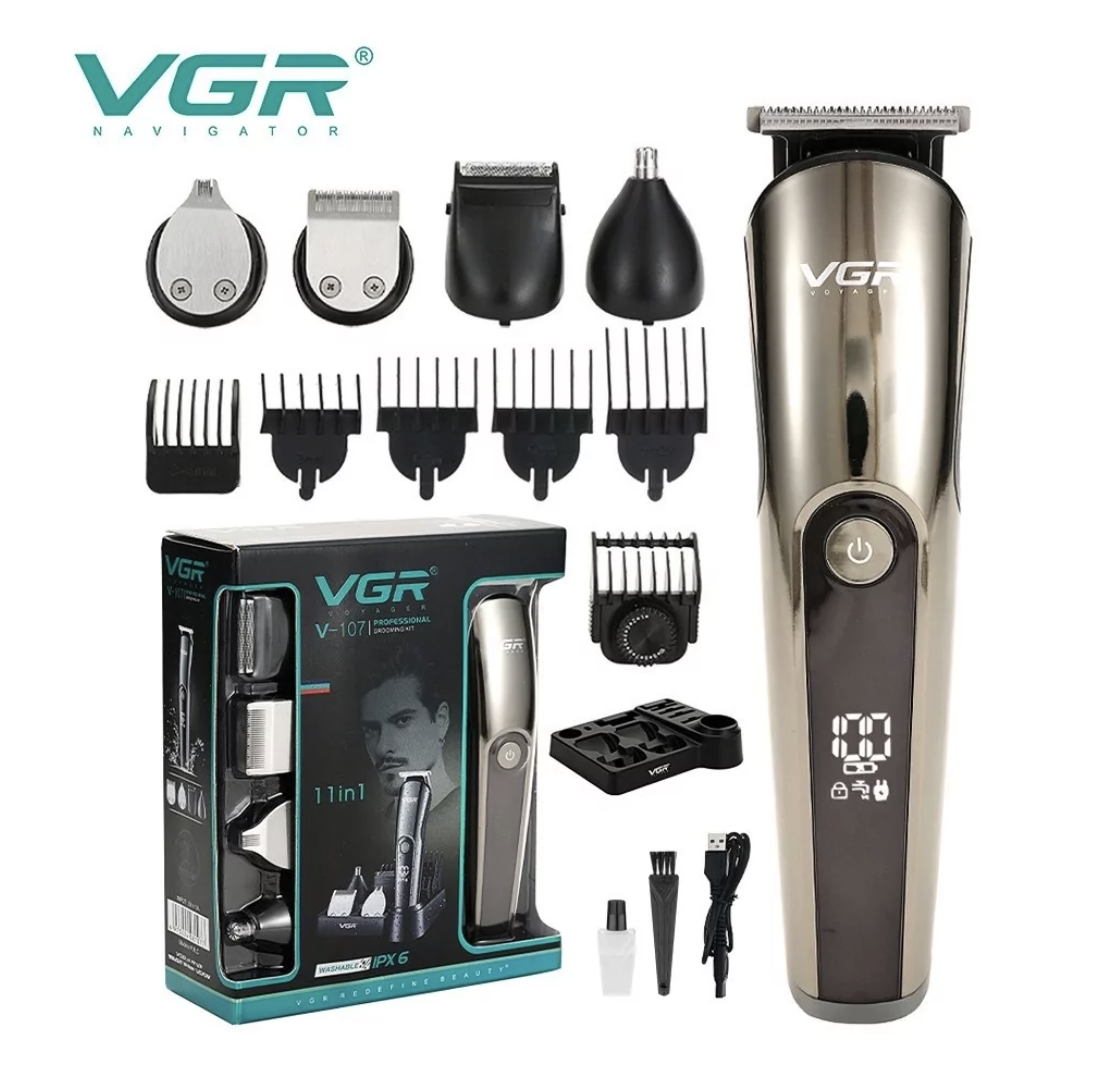 Тример VGR V-107 11 в 1 для бороди, вусів і стрижки волосся - мініатюра 6