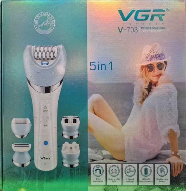 Жіночий епілятор VGR V-703 5 в 1 для тіла та обличчя - мініатюра 5