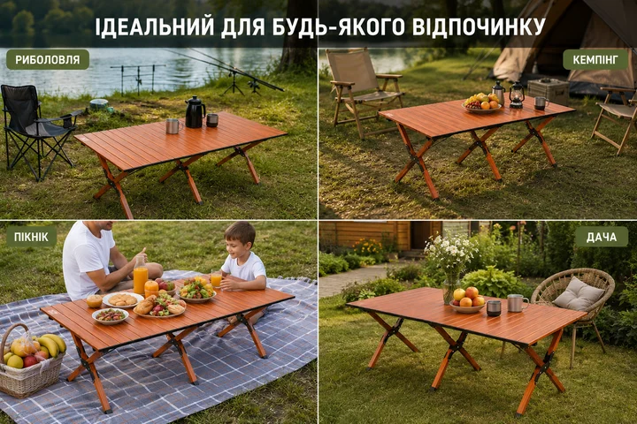 Складаний туристичний стіл 149,5х70х43 см коричневий - мініатюра 3
