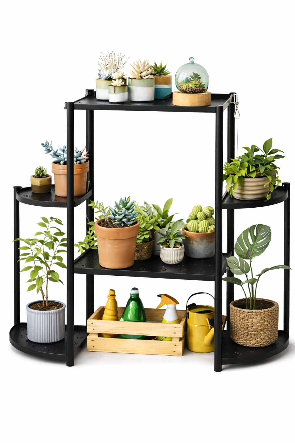 Металева підставка для квітів на 6 полиць чорна - мініатюра 3