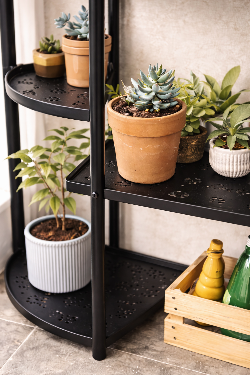 Металева підставка для квітів на 6 полиць чорна - мініатюра 4