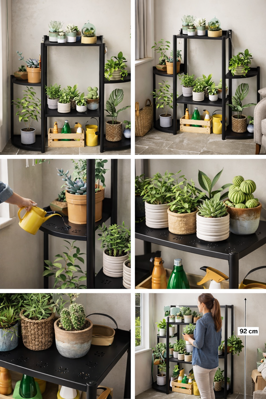 Металева підставка для квітів на 6 полиць чорна - мініатюра 6