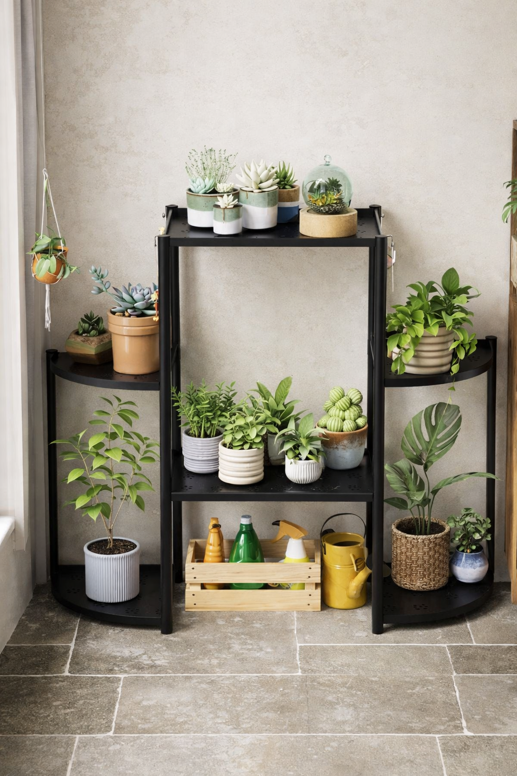 Металева підставка для квітів на 6 полиць чорна - мініатюра 7