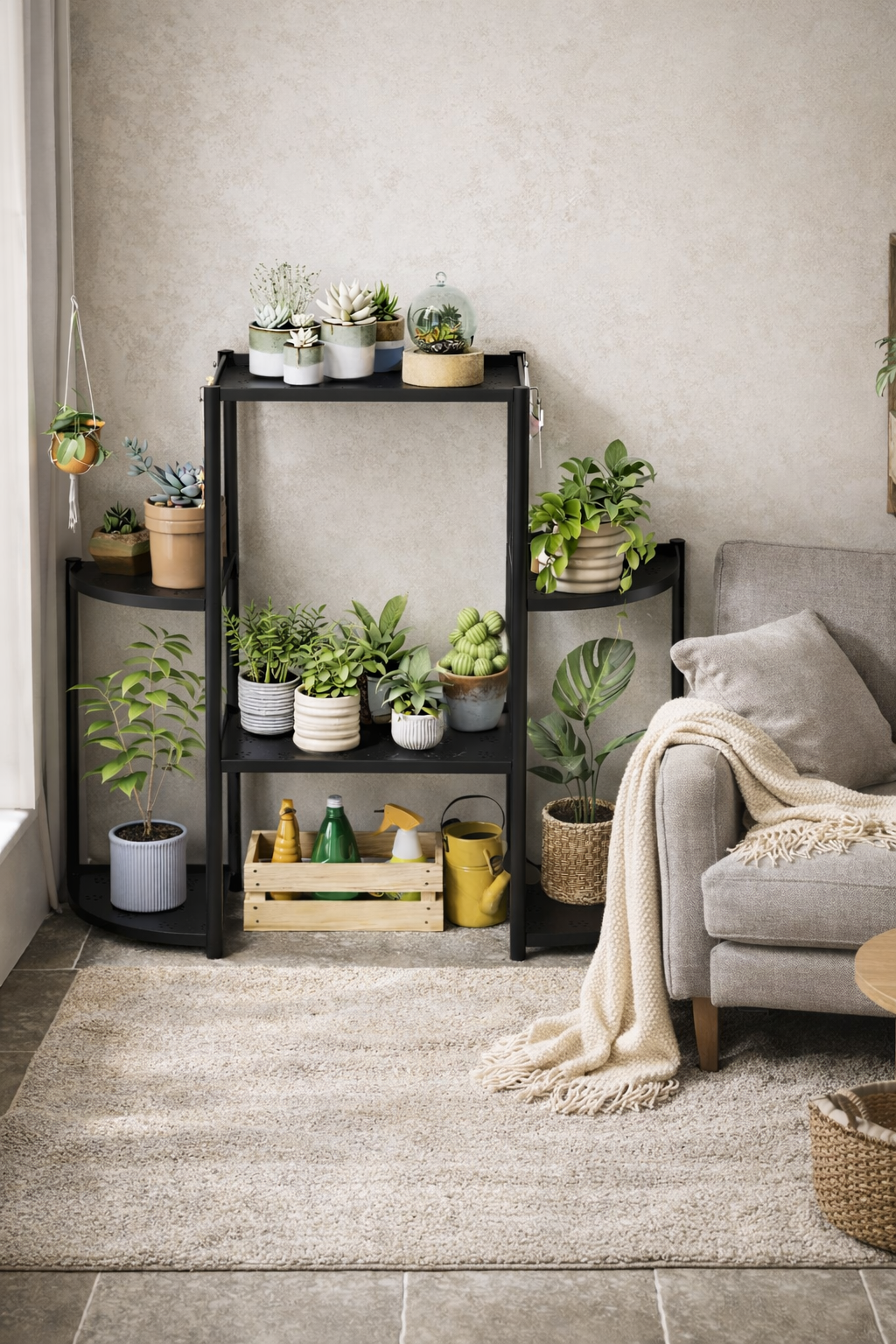 Металева підставка для квітів на 6 полиць чорна - мініатюра 8