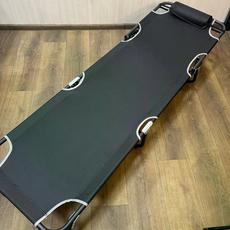 Складаний пляжний шезлонг 56×176 см чорний - мініатюра 3