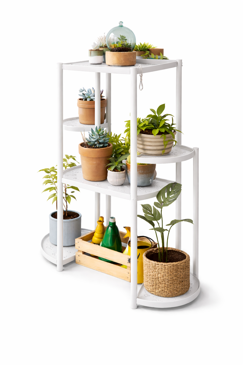 Підставка для квітів підлогова металева на 6 відділень біла∙ Стелаж для рослин багаторівневий 6 полиць для вазонів і кімнатних квітів